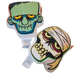 Hide & Eeck - NEW Glow In The Dark Set of 2 Skeleton & Frankenstien Pillows